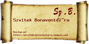 Szvitek Bonaventúra névjegykártya